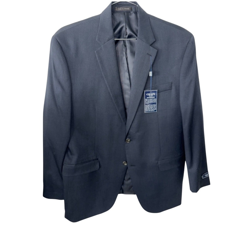 Chaps Men Suit Separates Navy Jacket Blazer Blue 44R Reg 100% Wool NWT  Read